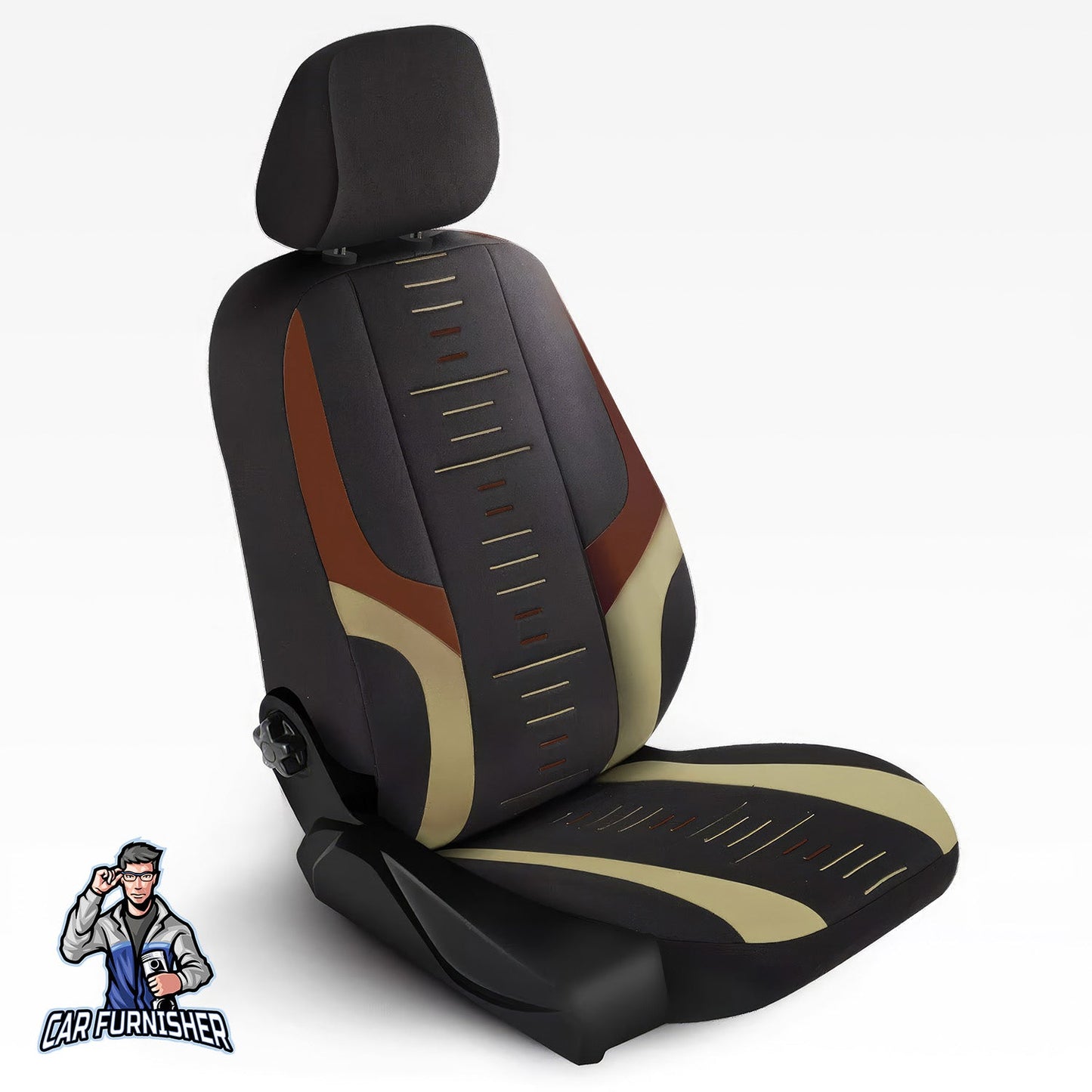 Mercedes 190 Seat Covers Kiev Design Brown 5 Seats + Headrests (Full Set) Lacoste Fabric