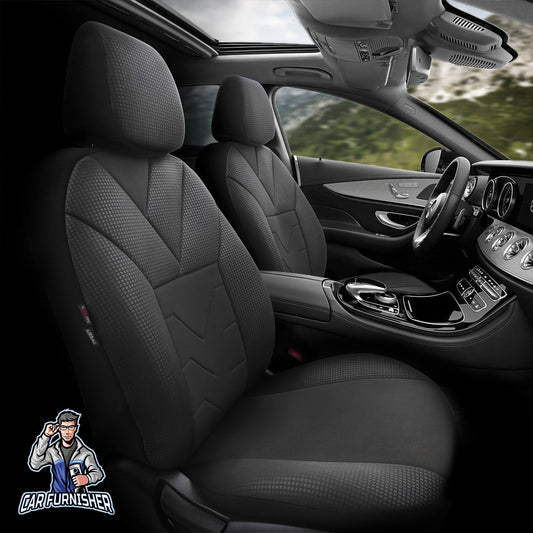 Mercedes 190 Seat Covers Tempo Design Black 5 Seats + Headrests (Full Set) Cotton Fabric