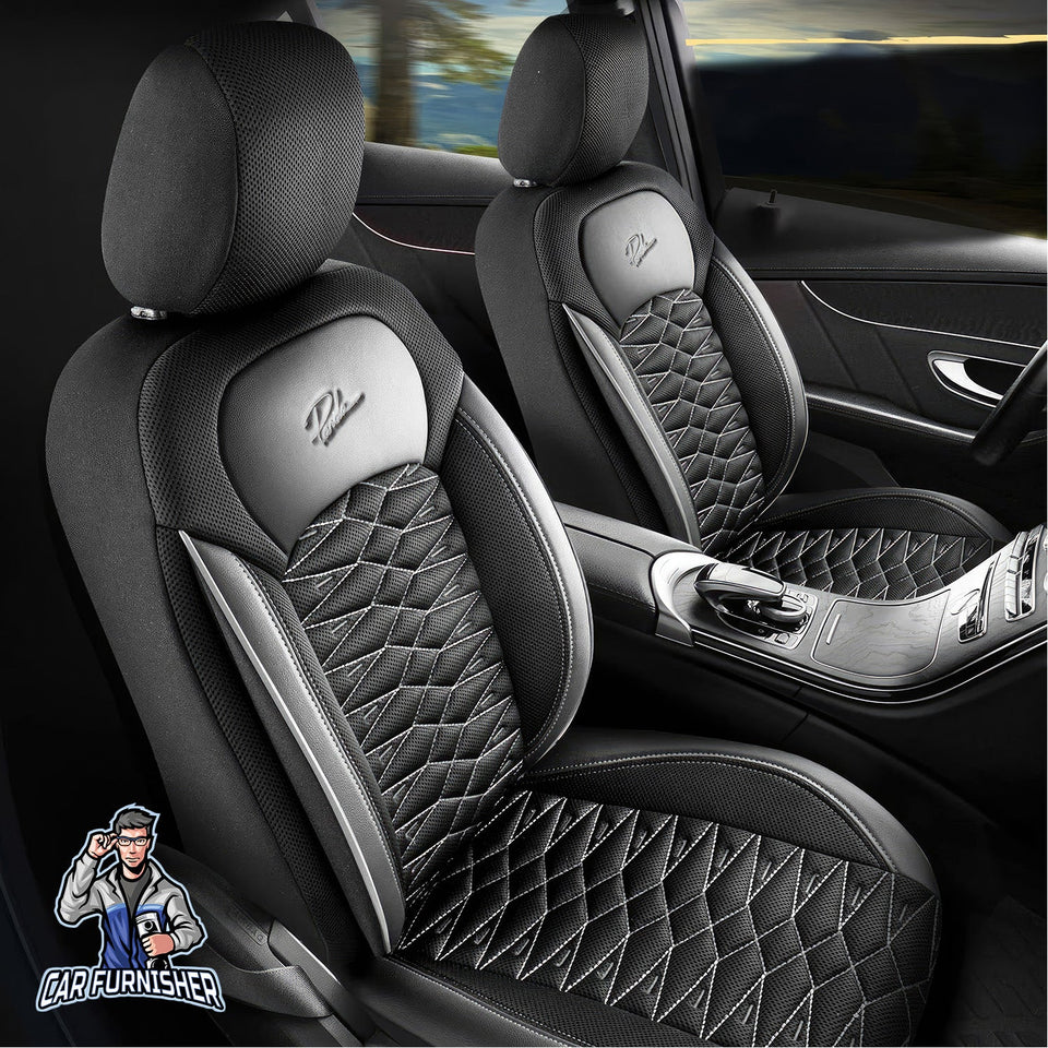 Black & White PU Leather Front Seat Covers For Skoda Octavia, Superb, Fabia – Airbag Compatible