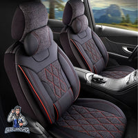 Thumbnail for Audi Q5 Seat Covers Marmaris Design Dark Red 5 Seats + Headrests (Full Set) Leather & Linen Fabric