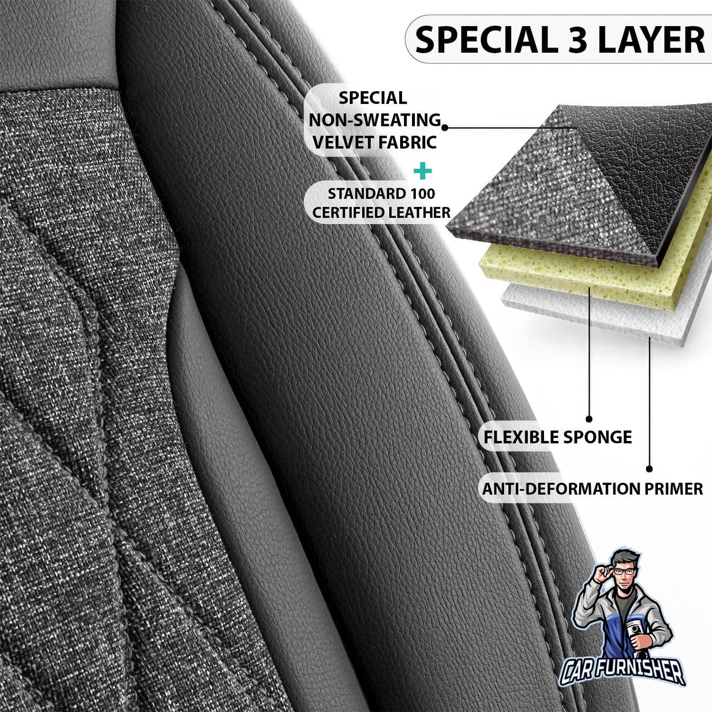 Mercedes 190 Seat Covers Marmaris Design Gray 5 Seats + Headrests (Full Set) Leather & Linen Fabric