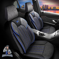 Thumbnail for Audi Q8 Seat Covers Marseille Design Dark Blue 5 Seats + Headrests (Full Set) Leather & Linen Fabric