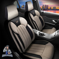 Thumbnail for Audi Q2 Seat Covers Marseille Design Beige 5 Seats + Headrests (Full Set) Leather & Linen Fabric