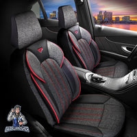 Thumbnail for Audi Q5 Seat Covers Marseille Design Dark Red 5 Seats + Headrests (Full Set) Leather & Linen Fabric