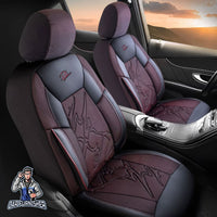 Thumbnail for Volkswagen Jetta Seat Covers Nepal Design Burgundy 5 Seats + Headrests (Full Set) Leather & Jacquard Fabric