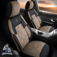 Thumbnail for Volkswagen Tiguan Seat Covers Nepal Design Dark Beige 5 Seats + Headrests (Full Set) Leather & Jacquard Fabric