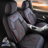 Thumbnail for Volkswagen Amarok Seat Covers Nepal Design Dark Red 5 Seats + Headrests (Full Set) Leather & Jacquard Fabric