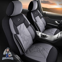 Thumbnail for Mercedes 190 Seat Covers Nepal Design Gray 5 Seats + Headrests (Full Set) Leather & Jacquard Fabric