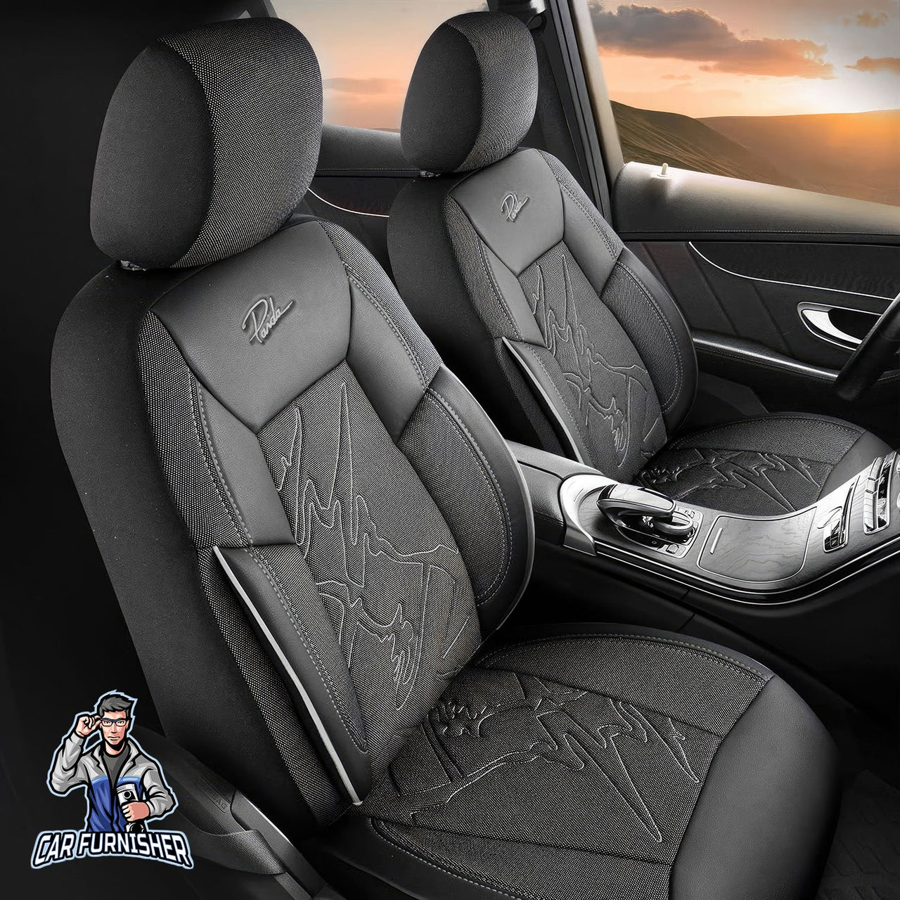 Audi A6 Seat Covers Nepal Design Smoked 5 Seats + Headrests (Full Set) Leather & Jacquard Fabric