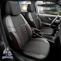 Thumbnail for Audi Q8 Seat Covers Elegance Design Dark Red 5 Seats + Headrests (Full Set) Leather & Jacquard Fabric