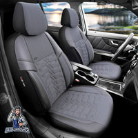 Thumbnail for Mercedes 190 Seat Covers Elegance Design Gray 5 Seats + Headrests (Full Set) Leather & Jacquard Fabric