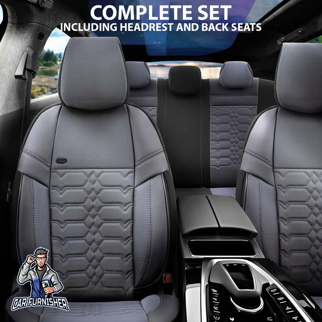 RhinosAutostyling Heavy Duty Waterproof Front Seat Covers For Skoda Kodiaq – Black Nylon