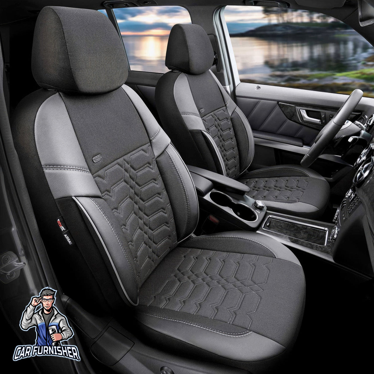 Volkswagen Jetta Seat Covers Elegance Design Smoked 5 Seats + Headrests (Full Set) Leather & Jacquard Fabric