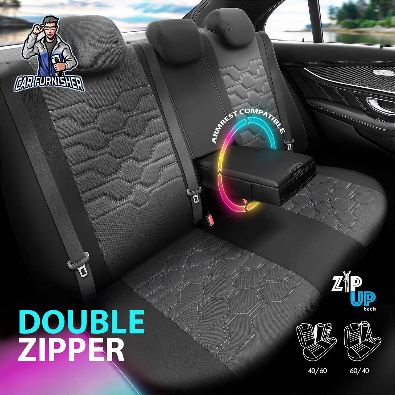 Car Seat Cover Set - Hexa Design