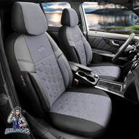 Thumbnail for Audi Q8 Seat Covers Hexa Design Gray 5 Seats + Headrests (Full Set) Leather & Jacquard Fabric