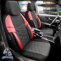 Thumbnail for Mercedes 190 Seat Covers Hexa Design Red 5 Seats + Headrests (Full Set) Leather & Jacquard Fabric