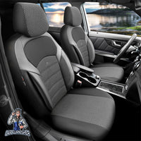 Thumbnail for Audi A6 Seat Covers Nova Design Black 5 Seats + Headrests (Full Set) Leather & Cotton Fabric