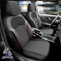 Thumbnail for Volkswagen Jetta Seat Covers Nova Design Dark Red 5 Seats + Headrests (Full Set) Leather & Cotton Fabric