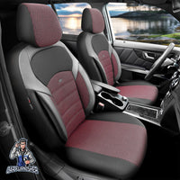 Thumbnail for Volkswagen Jetta Seat Covers Nova Design Red 5 Seats + Headrests (Full Set) Leather & Cotton Fabric