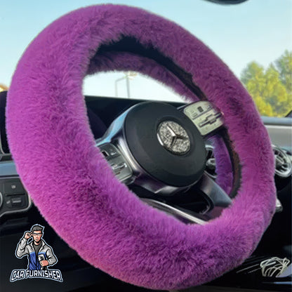 Fluffy Plush Steering Wheel Cover | Extra Soft Purple Fabric