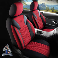 Thumbnail for Mercedes 190 Seat Covers Paris Design Red 5 Seats + Headrests (Full Set) Leather & Pique Fabric