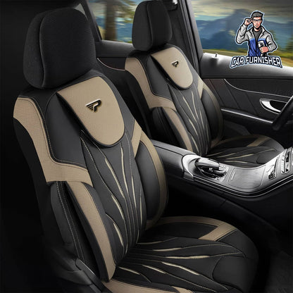 Car Seat Cover Set - Pars Design Beige 5 Seats + Headrests (Full Set) Full Leather