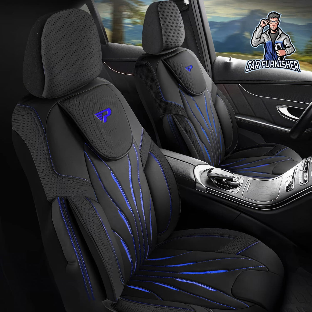 Volkswagen Amarok Seat Covers Pars Design Dark Blue 5 Seats + Headrests (Full Set) Leather