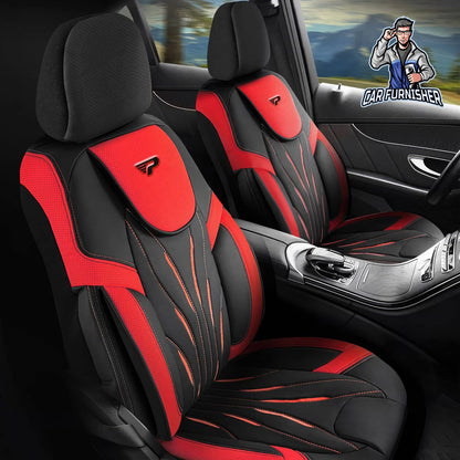 Car Seat Cover Set - Pars Design Red 5 Seats + Headrests (Full Set) Full Leather