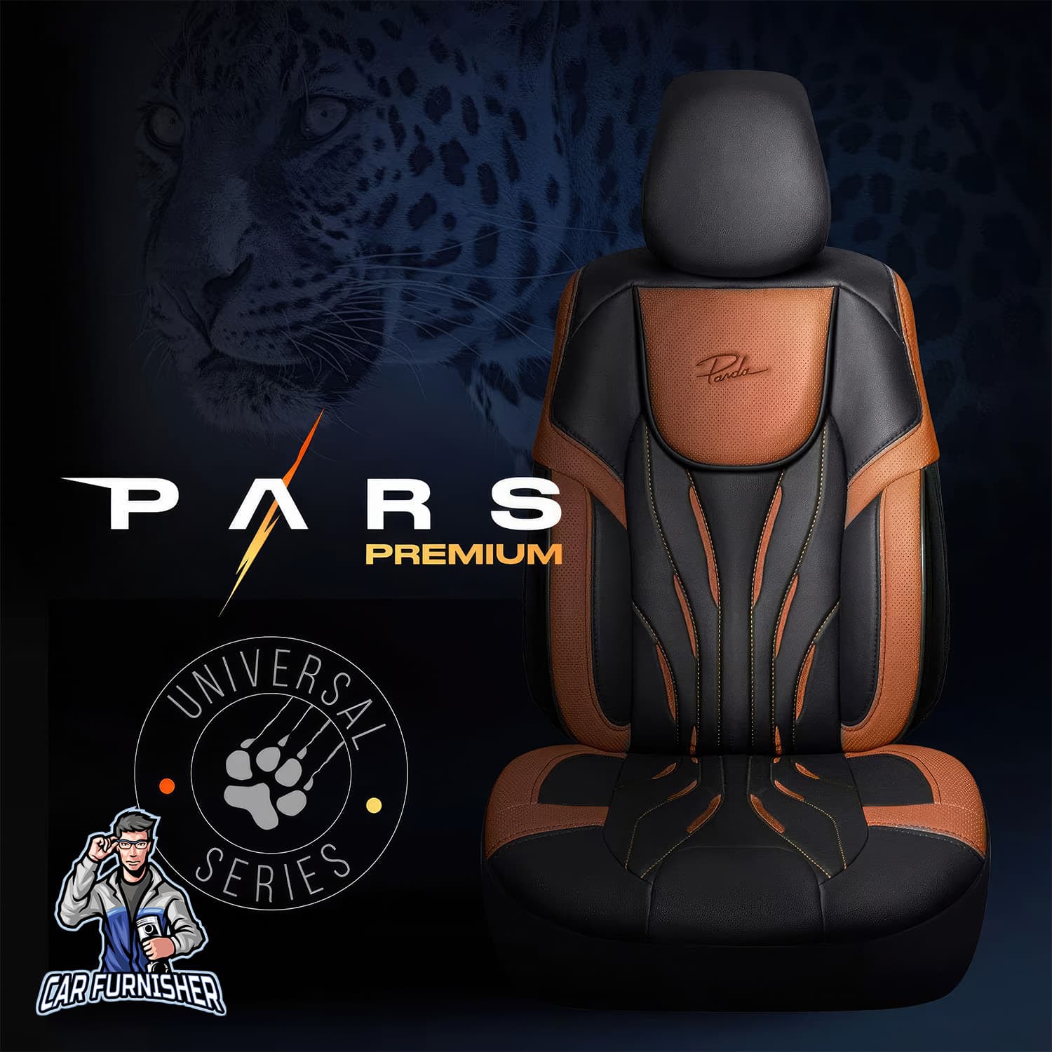 Car Seat Cover Set - Pars Design Brown 5 Seats + Headrests (Full Set) Full Leather