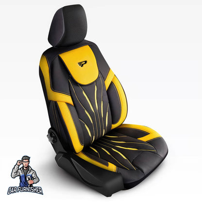 Car Seat Cover Set - Pars Design Yellow 5 Seats + Headrests (Full Set) Full Leather