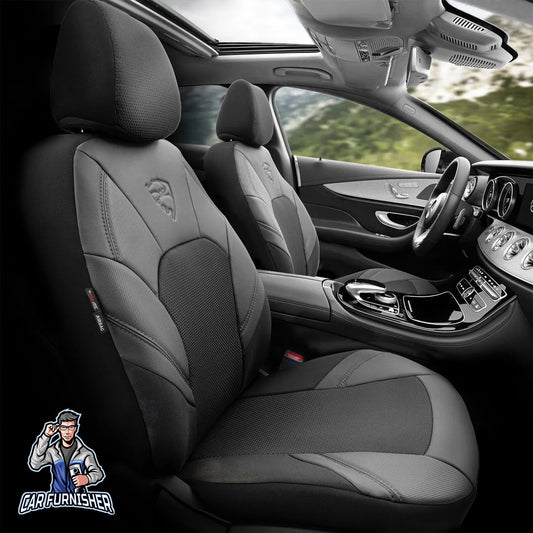 Mercedes 190 Seat Covers Phantom Design Black 5 Seats + Headrests (Full Set) Leather & Jacquard Fabric