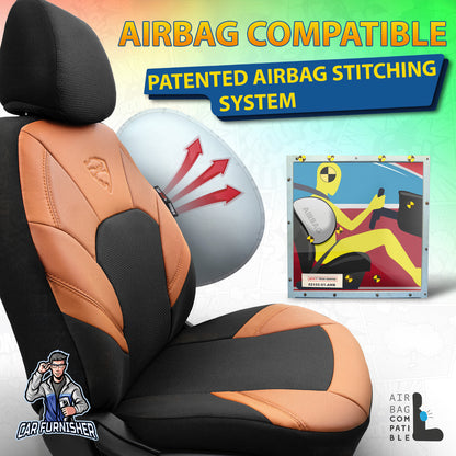 Car Seat Cover Set - Phantom Design Orange 5 Seats + Headrests (Full Set) Leather & Jacquard Fabric