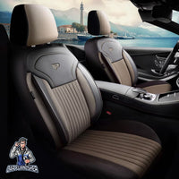 Thumbnail for Audi A4 Seat Covers Prague Design Beige 5 Seats + Headrests (Full Set) Leather & Pique Fabric