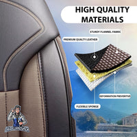 Thumbnail for Car Seat Cover Set - Prague Design Beige 5 Seats + Headrests (Full Set) Leather & Pique Fabric