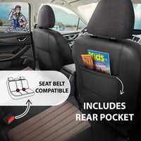 Thumbnail for Car Seat Cover Set - Prague Design Beige 5 Seats + Headrests (Full Set) Leather & Pique Fabric