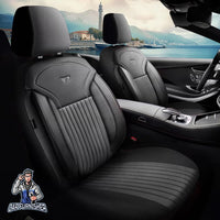 Thumbnail for Skoda Octavia Seat Covers Prague Design Black 5 Seats + Headrests (Full Set) Leather & Pique Fabric