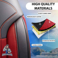 Thumbnail for Car Seat Cover Set - Prague Design Red 5 Seats + Headrests (Full Set) Leather & Pique Fabric