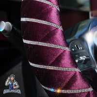 Thumbnail for Quilted Velvet Bling Steering Wheel Cover Silver Swarovski Stones