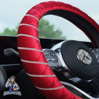 Thumbnail for Quilted Velvet Bling Steering Wheel Cover Silver Swarovski Stones