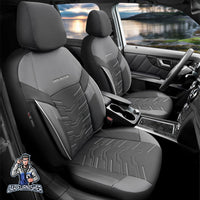 Thumbnail for Volkswagen Amarok Seat Covers Reflective Design Gray 5 Seats + Headrests (Full Set) Leather & Lacoste Fabric