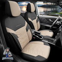 Thumbnail for Audi A1 Seat Covers Reflective Design Beige 5 Seats + Headrests (Full Set) Leather & Lacoste Fabric