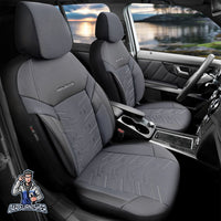 Thumbnail for Audi Q3 Seat Covers Reflective Design Dark Gray 5 Seats + Headrests (Full Set) Leather & Lacoste Fabric