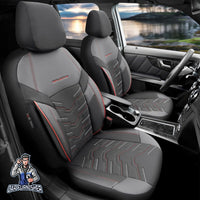 Thumbnail for Audi A7 Seat Covers Reflective Design Red 5 Seats + Headrests (Full Set) Leather & Lacoste Fabric