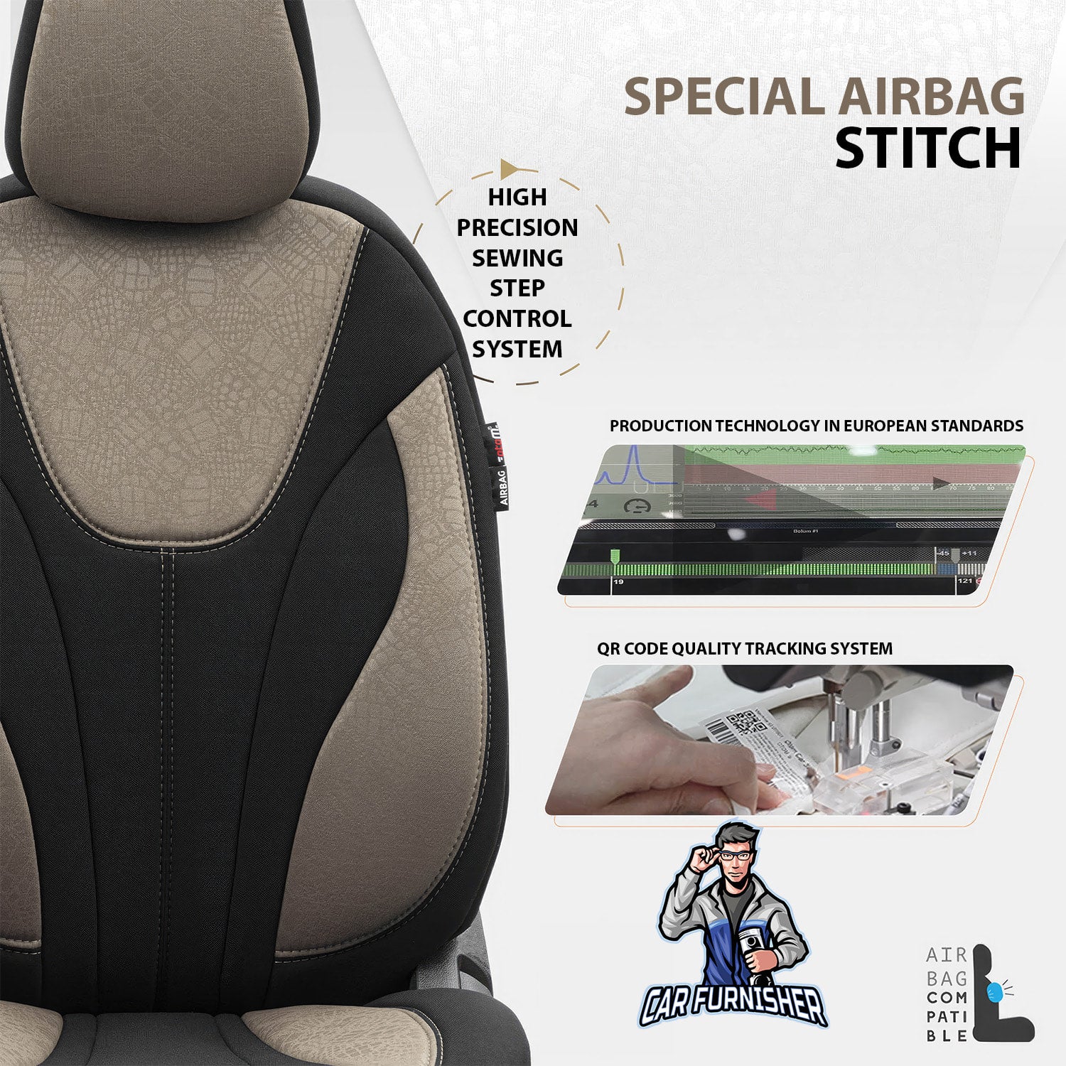 Car Seat Cover Set - Ruby Design Beige 5 Seats + Headrests (Full Set) Foal Feather Fabric