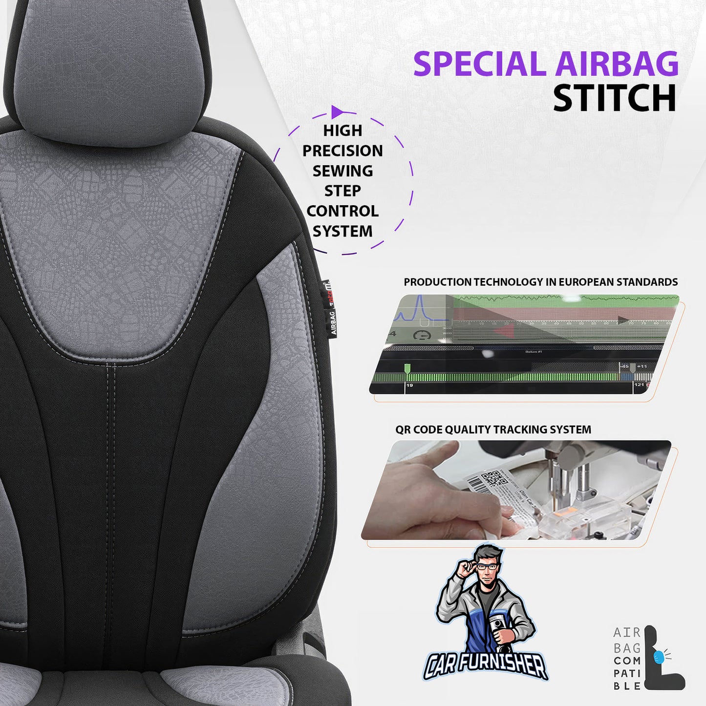 Car Seat Cover Set - Ruby Design Gray 5 Seats + Headrests (Full Set) Foal Feather Fabric