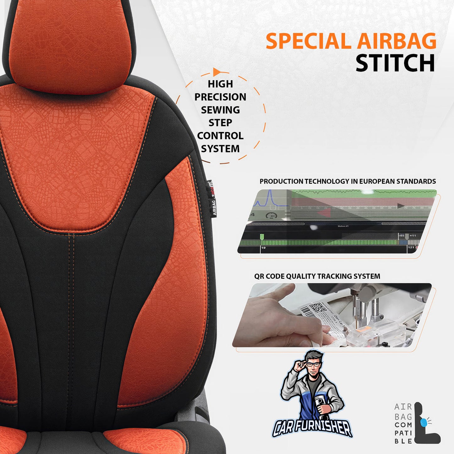 Car Seat Cover Set - Ruby Design Orange 5 Seats + Headrests (Full Set) Foal Feather Fabric
