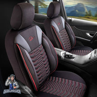 Thumbnail for Volkswagen Jetta Seat Covers Paris Design Dark Red 5 Seats + Headrests (Full Set) Leather & Pique Fabric