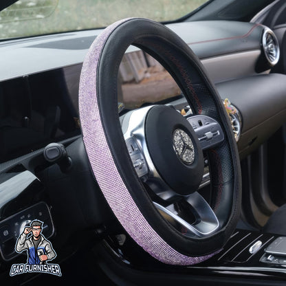 Sparkling Luxury Bling Steering Wheel Cover | Swarovski Crystals Rose Gold Leather & Fabric