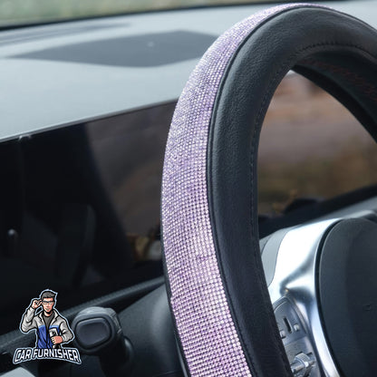 Sparkling Luxury Bling Steering Wheel Cover | Swarovski Crystals Rose Gold Leather & Fabric