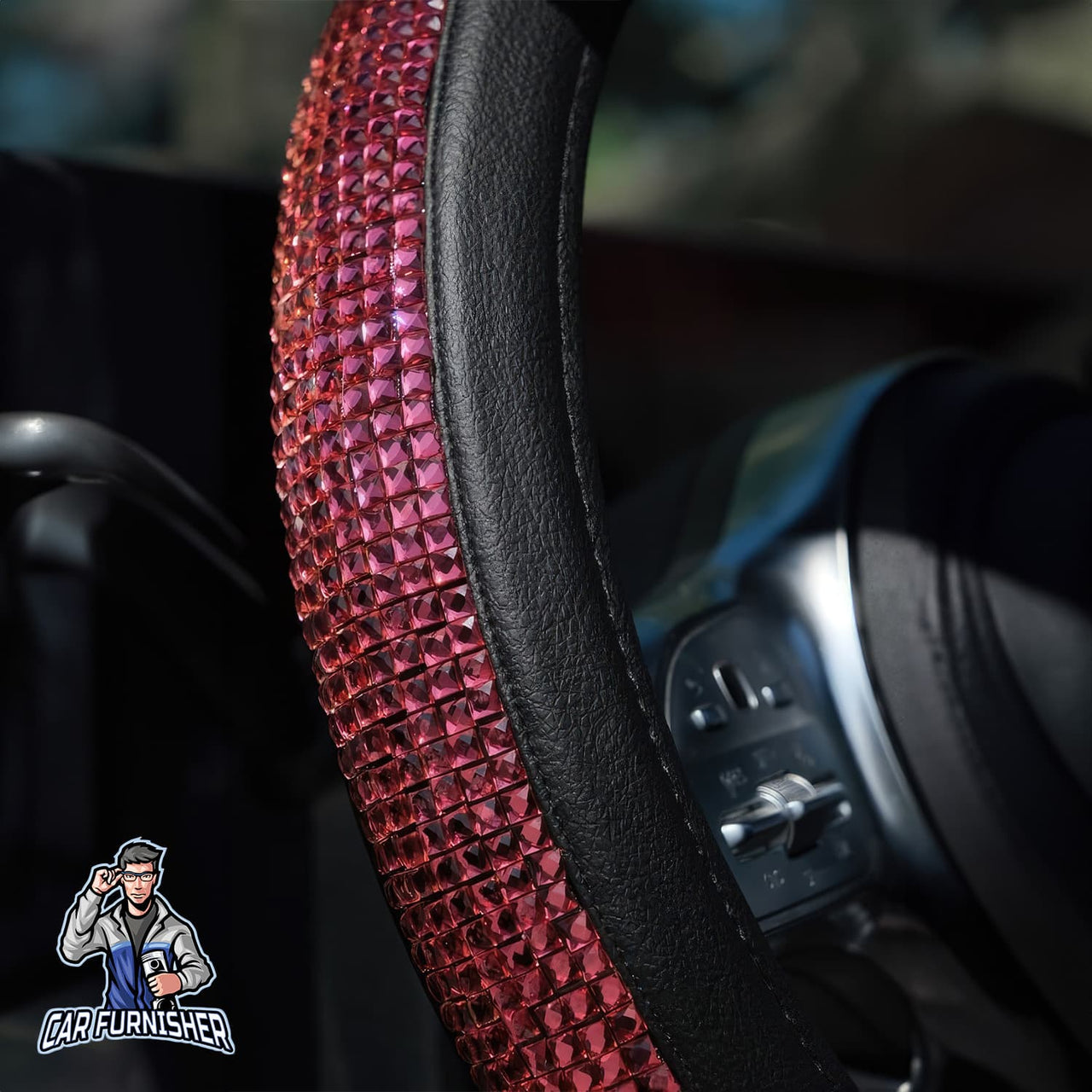 Sparkling Luxury Steering Wheel Cover | Swarovski Baguette Stones